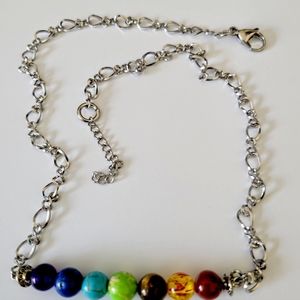 Chakra Stainless Steel Figaro Necklace, Chakra Necklace